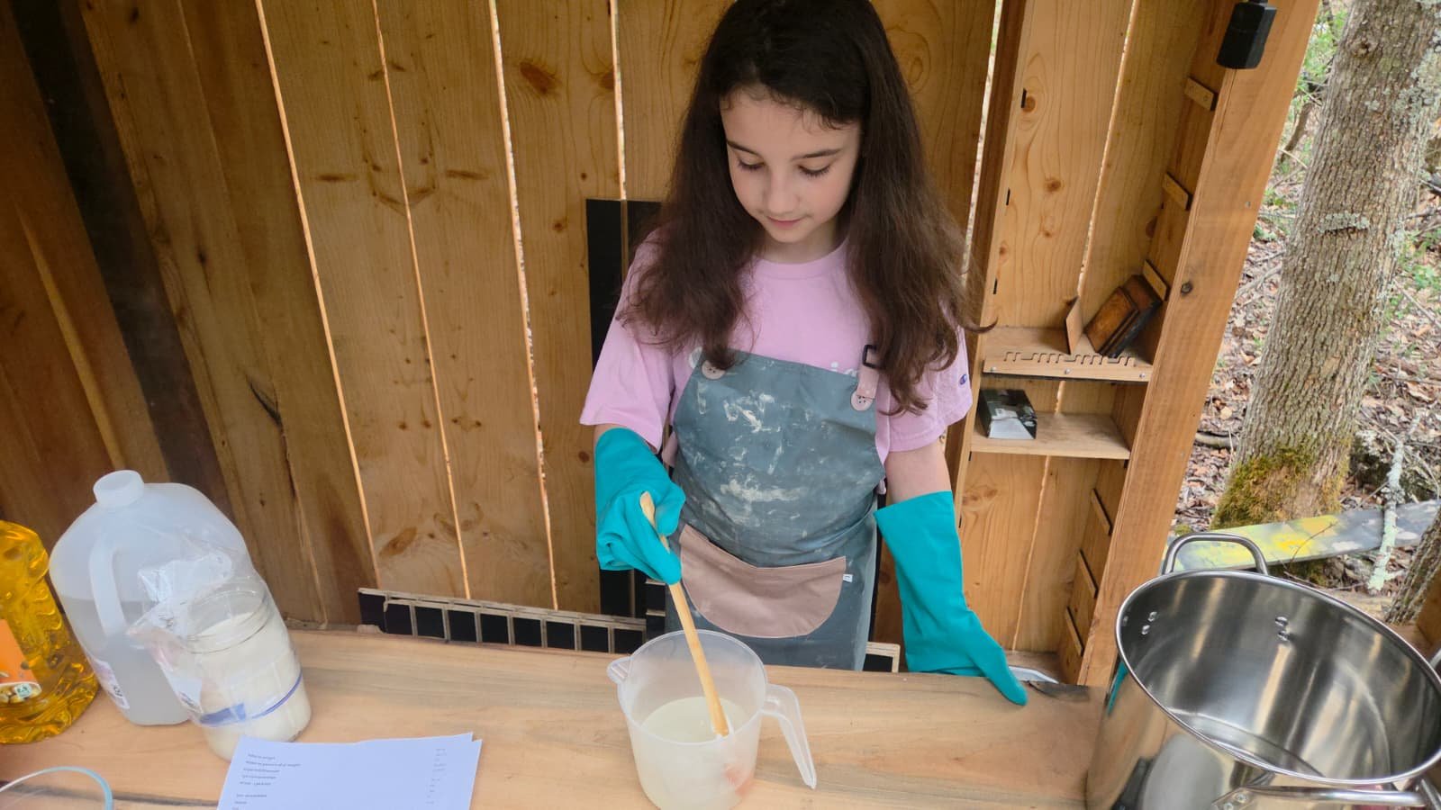 Rebekah making handmade soap for Wick & Bubble